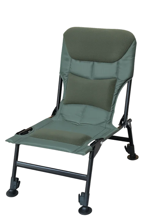 Ergonomic carp fishing chair featuring 6061-T6 aluminum frame, adjustable leveling legs, and 600D Oxford fabric for all-weather durability