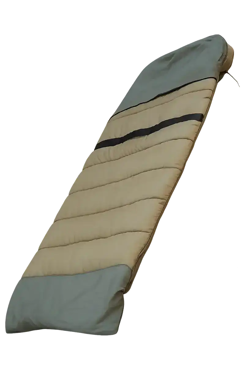 Fleece sleeping bag showing soft-touch fabric used in fishing sleep systems