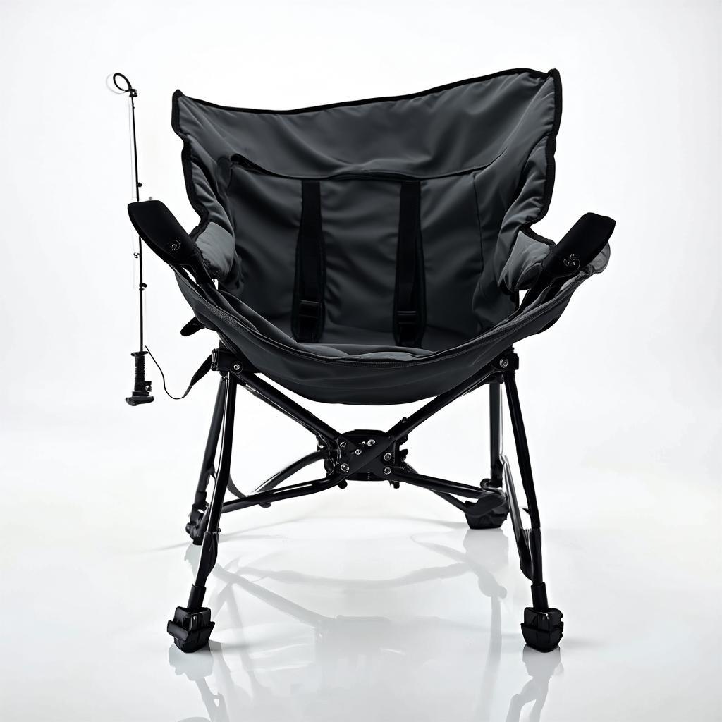 Carp fishing chair with aluminum frame and 600D Oxford fabric, studio product shot