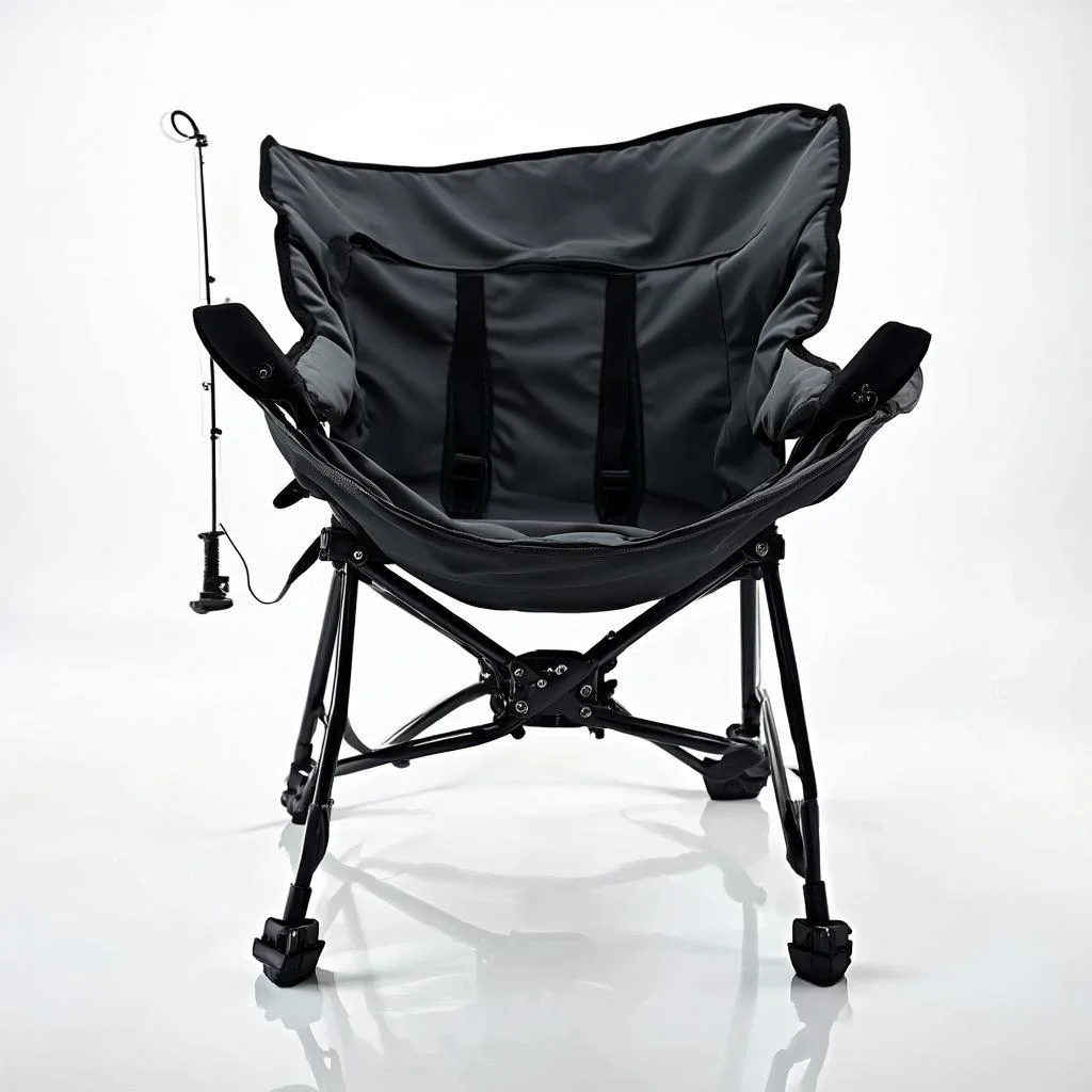 Carp fishing chair with aluminum frame and 600D Oxford fabric, studio product shot